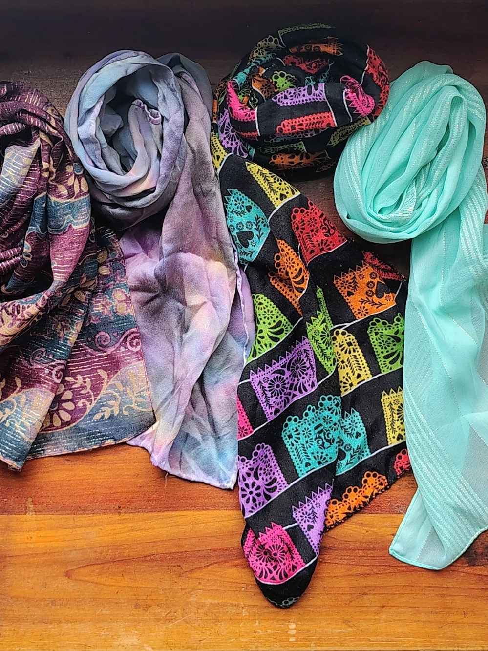 Women’s Lightweight Multicolor and Aqua Fashion Blazer Scarves Size OS Bundle